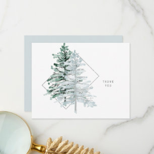Simple Watercolor Woodlands Sea GlassWedding Thank You Card