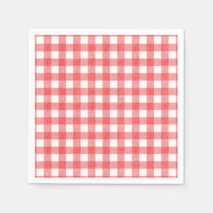 Simple watermelon gingham paper napkins