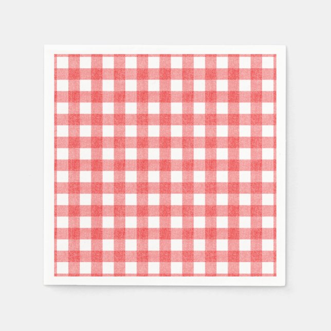Simple watermelon gingham paper napkins (Front)
