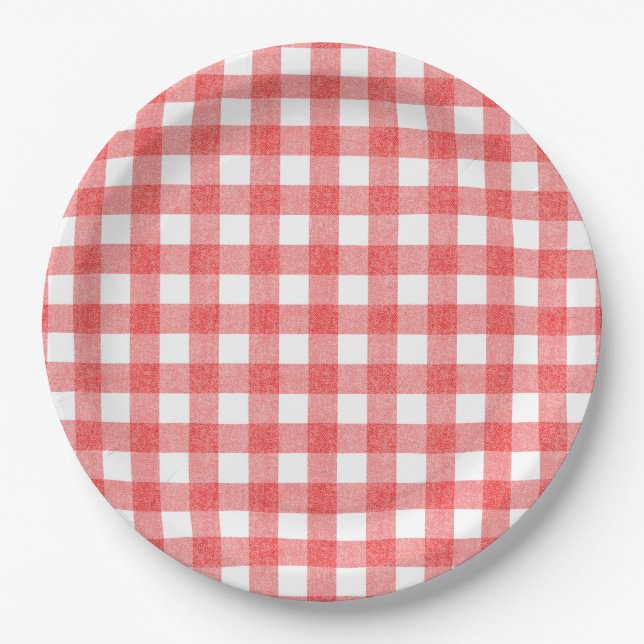 Simple watermelon gingham paper plates (Front)