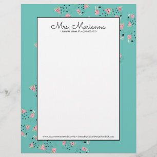 Simple Watermelon Ice Cream Pattern Letterhead