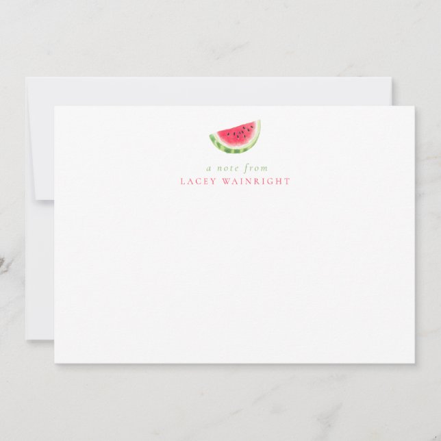 Simple Watermelon Summer Personalized Stationery Note Card (Front)