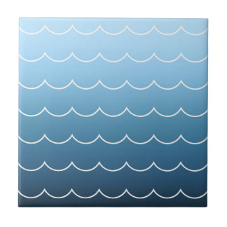 Simple Wave Pattern Calm Blue Gradient Ceramic Tile