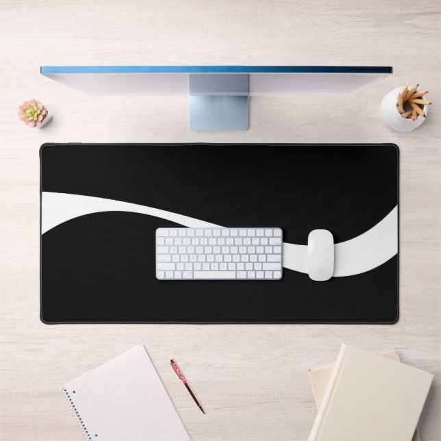 Simple Waves 2 - Black and White Desk Mat (Office 1)