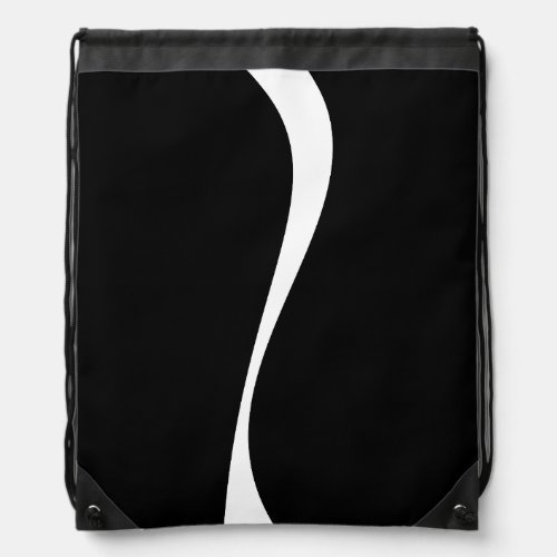 Simple Waves 2 _ Black and White Drawstring Bag