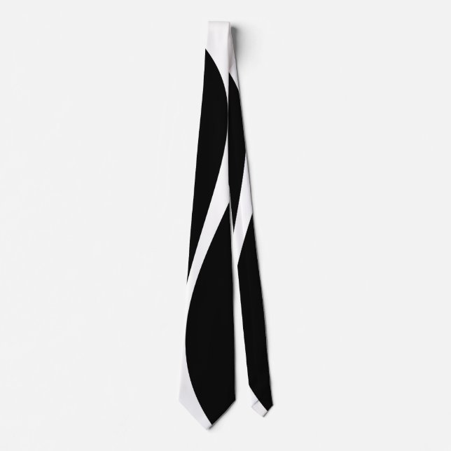 Simple Waves 2 - Black and White Neck Tie (Front)