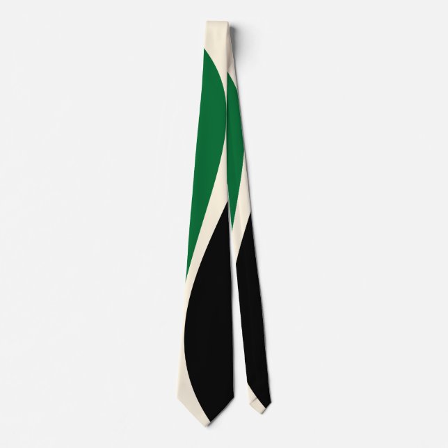 Simple Waves 2 in Green, Cream and Black  Neck Tie (Front)