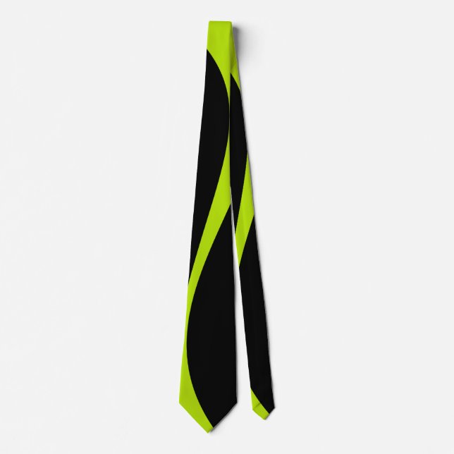 Simple Waves 2 in Lime Green and Black Neck Tie (Front)