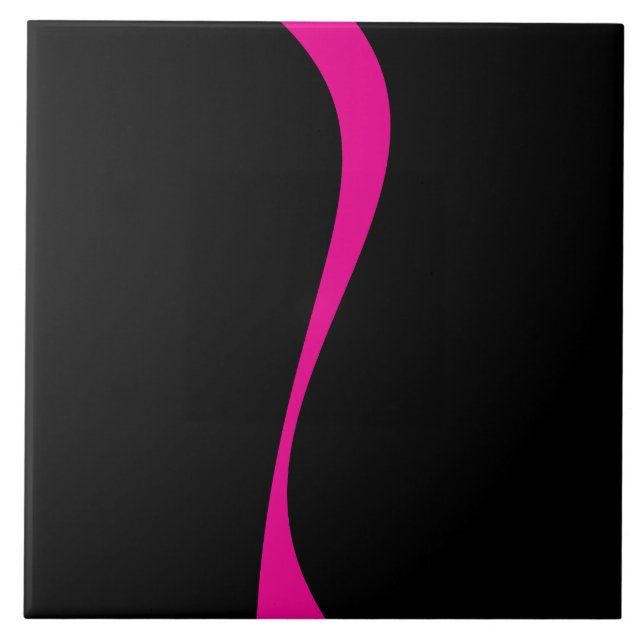 Simple Waves 2 in Magenta and Black Ceramic Tile (Front)