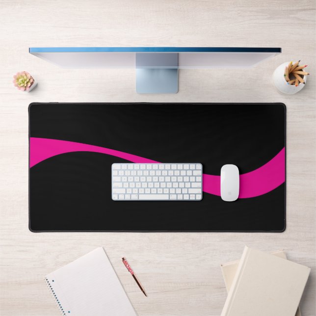 Simple Waves 2 in Magenta and Black Desk Mat (Office 1)