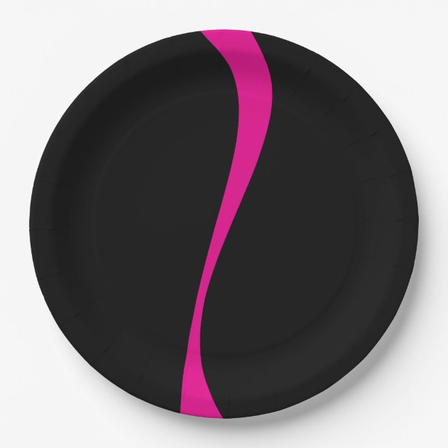 Simple Waves 2 in Magenta and Black Paper Plates (Front)