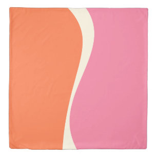 Simple Waves 2 in Pink, Orange, and Cream Duvet Cover