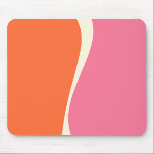 Simple Waves 2 in Pink, Orange, and Cream Mouse Pad
