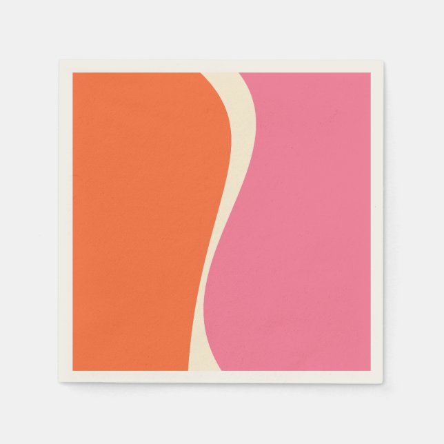 Simple Waves 2 in Pink, Orange, and Cream Napkins (Front)
