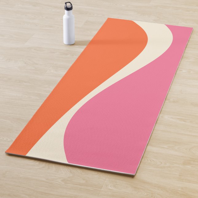 Simple Waves 2 in Pink, Orange, and Cream Yoga Mat (In Situ)