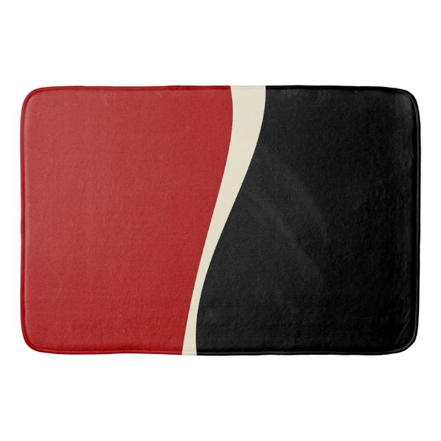 Simple Waves 2 in Red and Cream Bath Mat (Front)