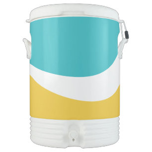 Simple Waves 2 in Turquoise, Yellow, and White Beverage Cooler