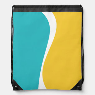 Simple Waves 2 in Turquoise, Yellow, and White Drawstring Bag