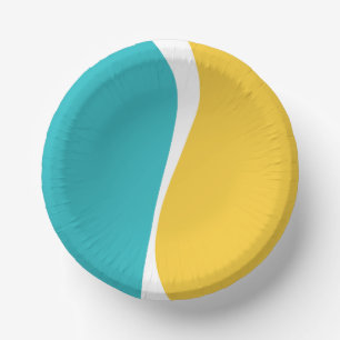 Simple Waves 2 in Turquoise, Yellow, and White Paper Bowls