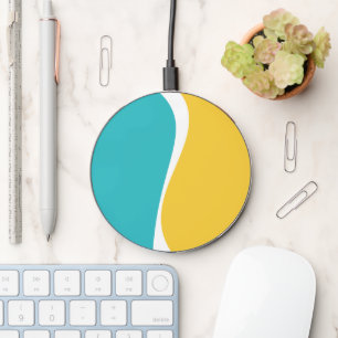 Simple Waves 2 in Turquoise, Yellow, and White Wireless Charger