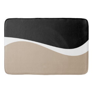 Simple Waves 2 - Taupe, Black and White Bath Mat
