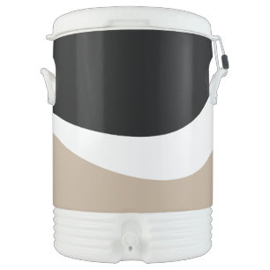 Simple Waves 2 - Taupe, Black and White Beverage Cooler