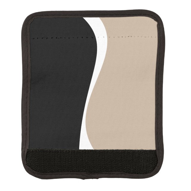 Simple Waves 2 - Taupe, Black and White Luggage Handle Wrap (Front)