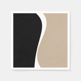 Simple Waves 2 - Taupe, Black and White Napkins
