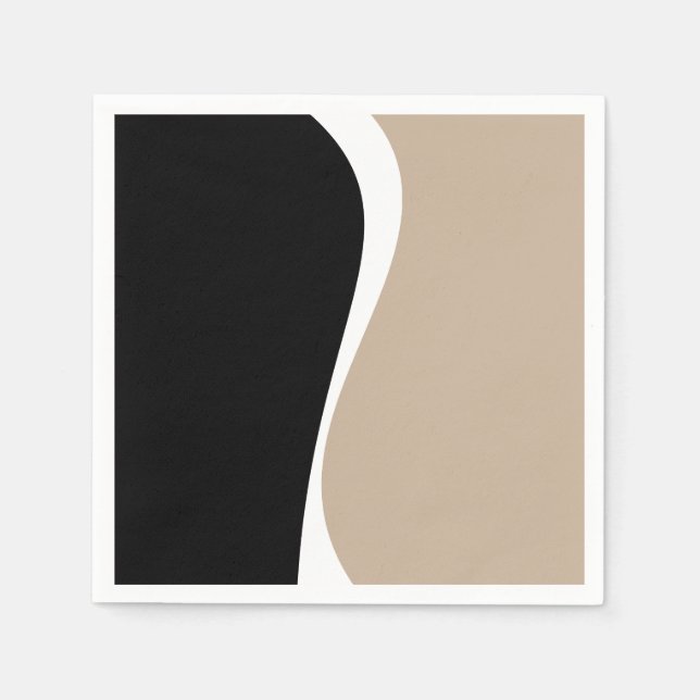 Simple Waves 2 - Taupe, Black and White Napkins (Front)