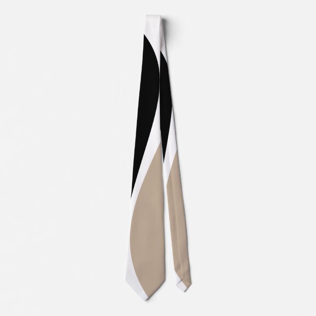 Simple Waves 2 - Taupe, Black and White Neck Tie (Front)