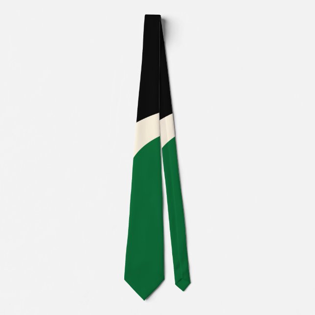 Simple Waves 3 in Green, Cream and Black  Neck Tie (Front)