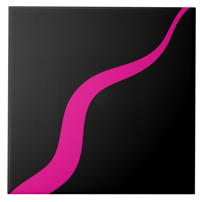 Simple Waves 3 in Magenta and Black Ceramic Tile (Front)
