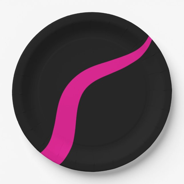 Simple Waves 3 in Magenta and Black Paper Plates (Front)
