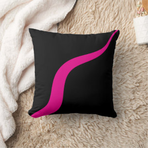 Simple Waves 3 in Magenta and Black Throw Pillow
