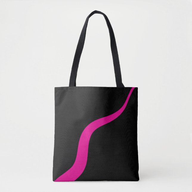 Simple Waves 3 in Magenta and Black Tote Bag (Front)