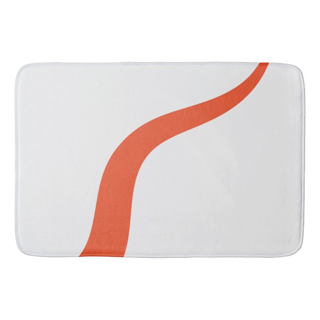 Simple Waves 3 - Orange and White Bath Mat (Front)