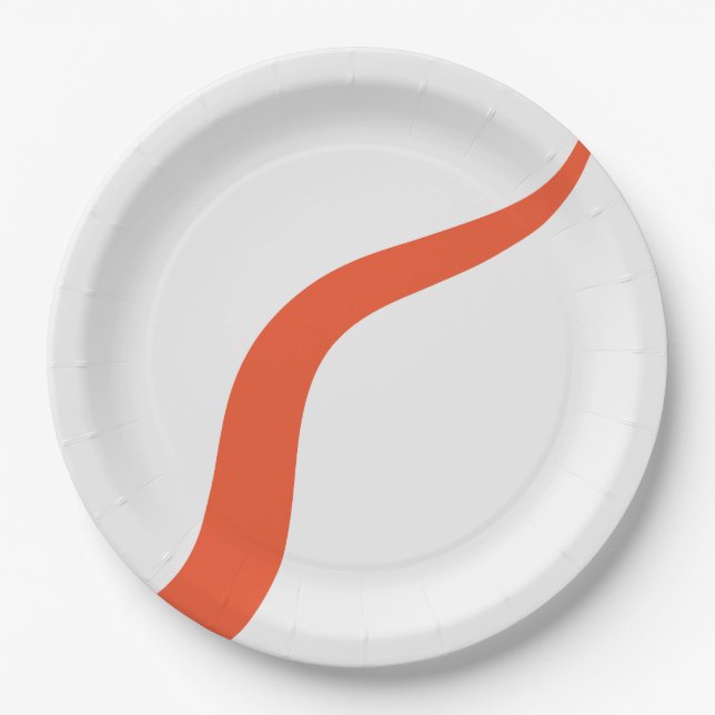 Simple Waves 3 - Orange and White Paper Plates (Front)