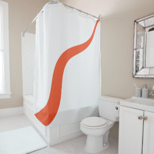 Simple Waves 3 - Orange and White Shower Curtain