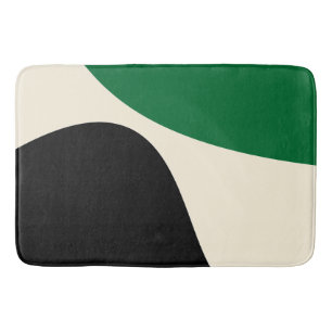 Simple Waves 4 in Green, Cream and Black  Bath Mat