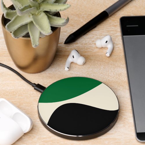 Simple Waves 4 in Green Cream and Black  Wireless Charger