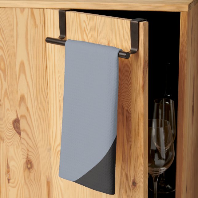 Simple Waves - Black, Gray and Cream Kitchen Towel (Thirds Fold)