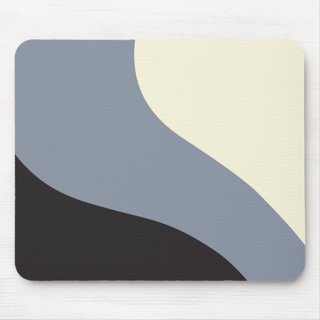 Simple Waves - Black, Gray and Cream Mouse Pad (Front)