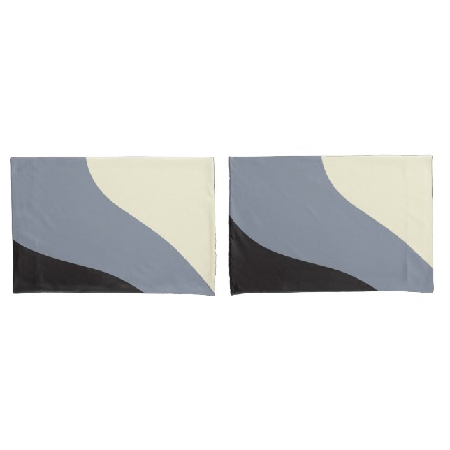 Simple Waves - Black, Gray and Cream Pillow Case (Front-Set)