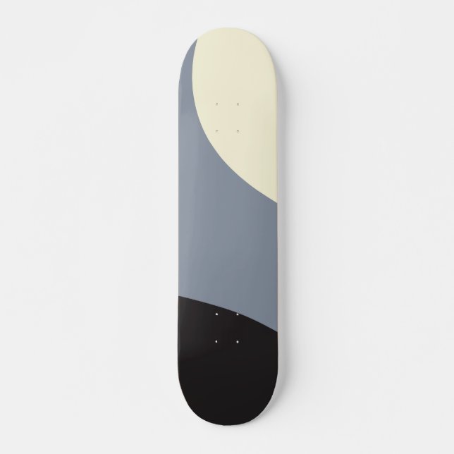 Simple Waves - Black, Gray and Cream Skateboard (Front)