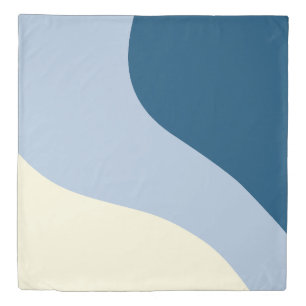 Simple Waves - Dark Blue, Light Blue and Cream Duvet Cover