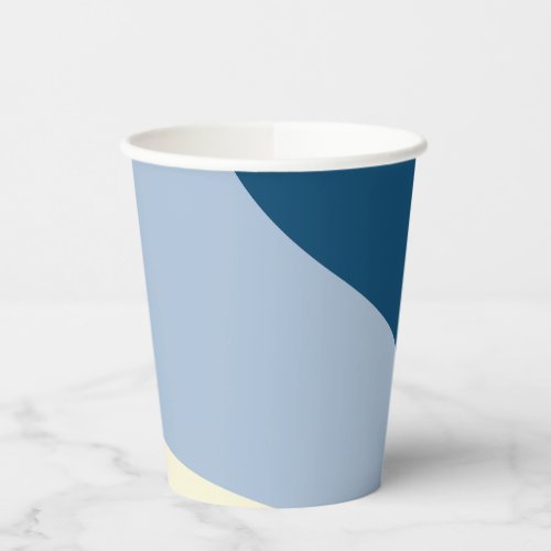 Simple Waves _ Dark Blue Light Blue and Cream Paper Cups