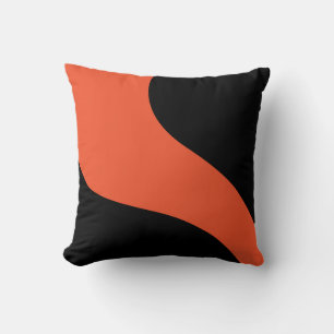 Simple Waves in Black and Orange Throw Pillow