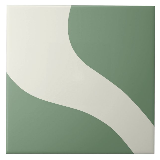 Simple Waves in Green Ceramic Tile (Front)