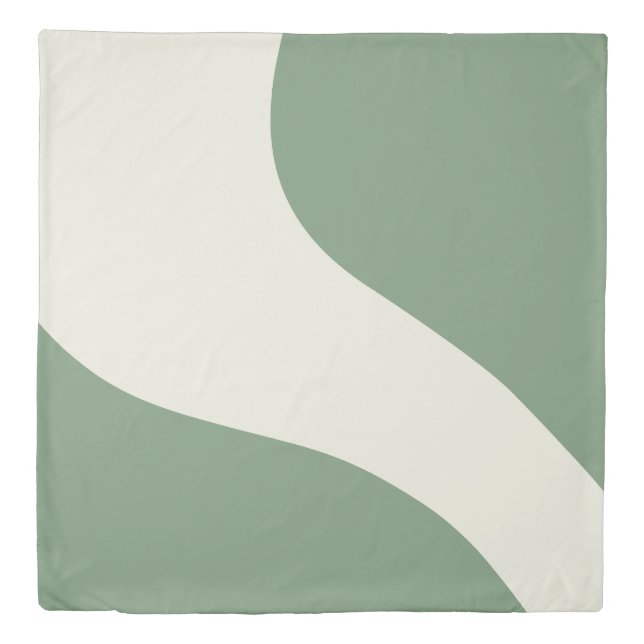 Simple Waves in Green Duvet Cover (Front)