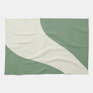 Simple Waves in Green Kitchen Towel